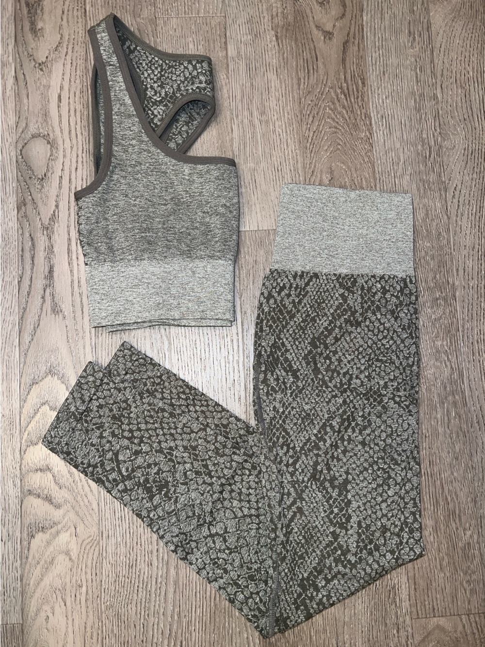 NVGTN Olive Gray/Green Snake-Print Active Two-Piece